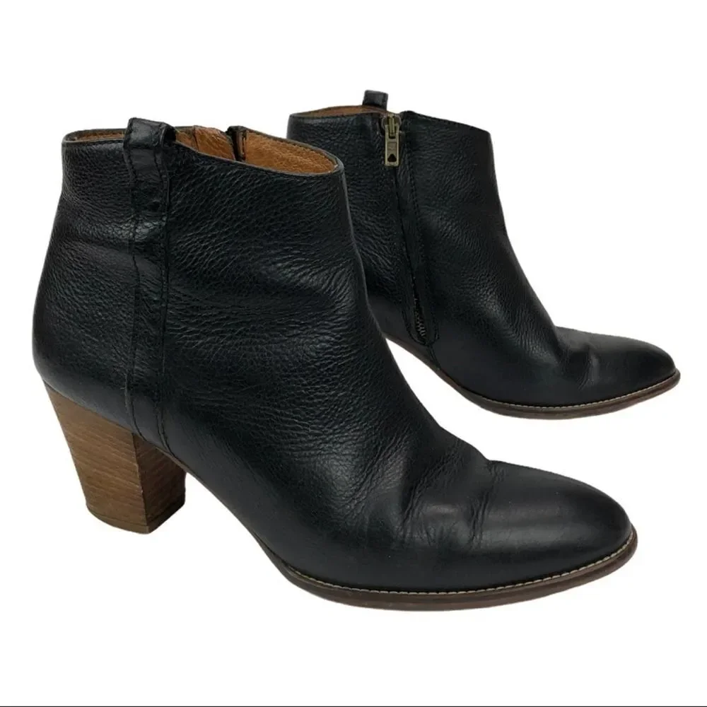 Madewell The Billie Ankle Black Leather Boots Botties Black Shoes 9.5 Casual